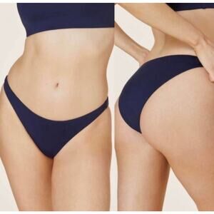 Andie The Cheeky Bikini Bottom Womens Medium Navy Blue High Cut Leg‎ Beachy